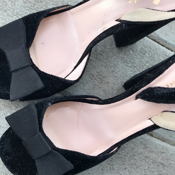 Kate Spade NY Briana Sparkle Velvet Block Slingback Platform Heels Size 6.5 - Picture 8 of 16